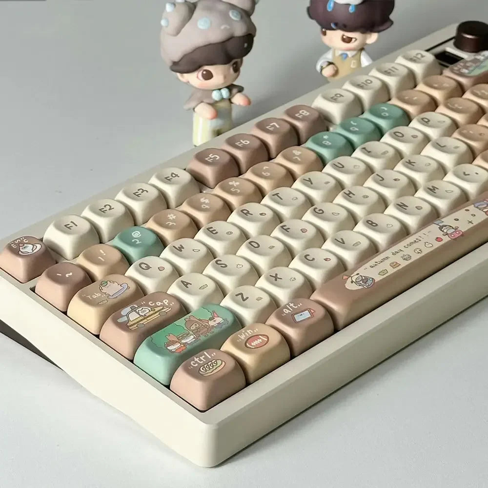 Cute Keycap Cocoa Bean Milk PBT Five-Sided Sublimation XOA Personalized Ball Cap DIY Mechanical Keyboard Keycaps Keycap Set