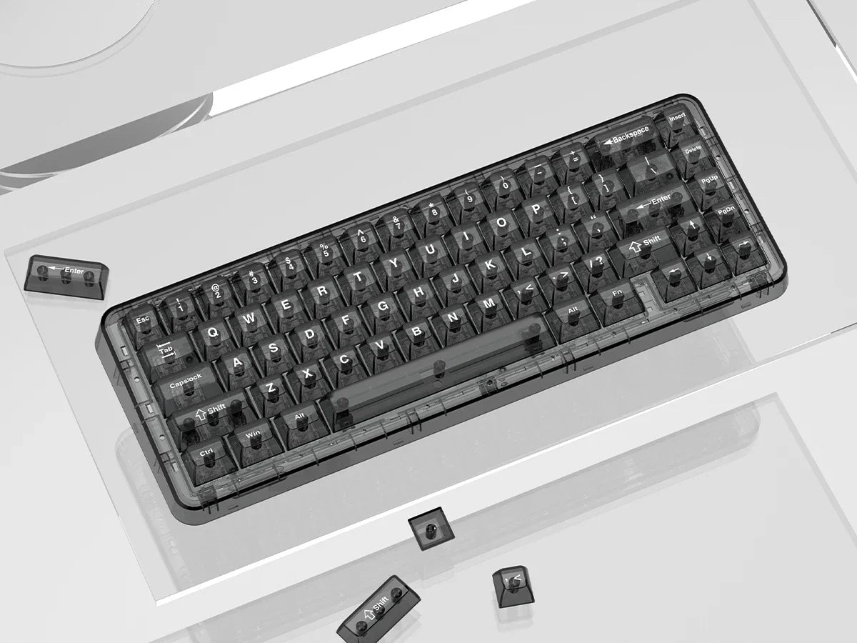115 Keys Crystal Ceramic PC Keycap RGB Shine Through Key cap MDA Profile Black Transparent Clear Keycap for MX Switches Keyboard