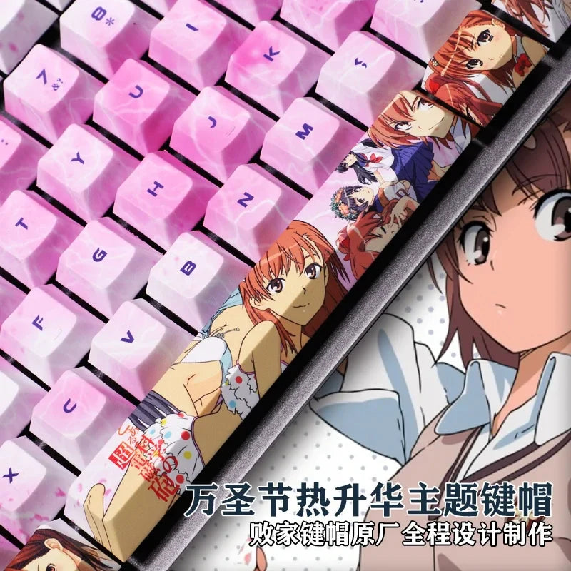 A Certain Scientific Railgun Keycaps PBT 108 Keys Mechanical Keyboard Keycaps Personality Misaka Mikoto Cartoon Anime Keycaps