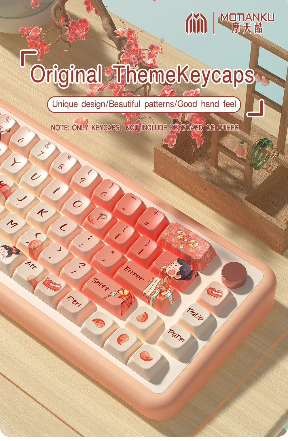 Original Theme Keycaps MDA Profile cute Anime PBT Keycap custom For Mechanical Keyboard with iso layout and 7U space bar