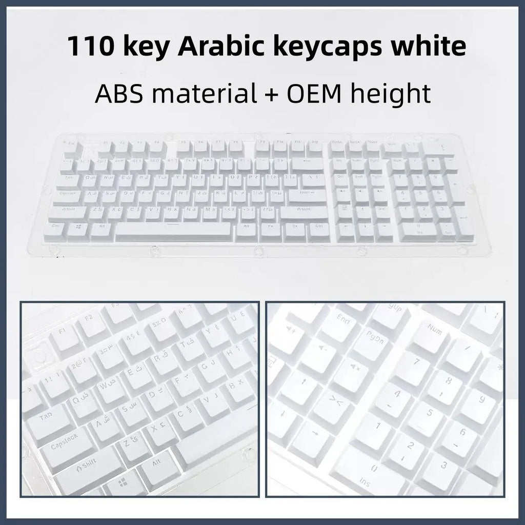 129 Keys Arabic Keycaps Set PBT/ABS Cherry Profile OEM Keycap Gaming Custom Personalised Cute for MX Switch Mechanical Keyboard