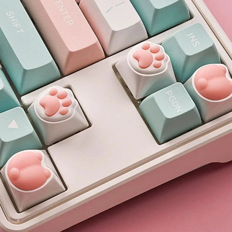1 Pc Pink Cat Claw Key Cap Mechanical Keyboard Single Silicone Cat Butt Key Cap Girly Heart Computer Peripherals
