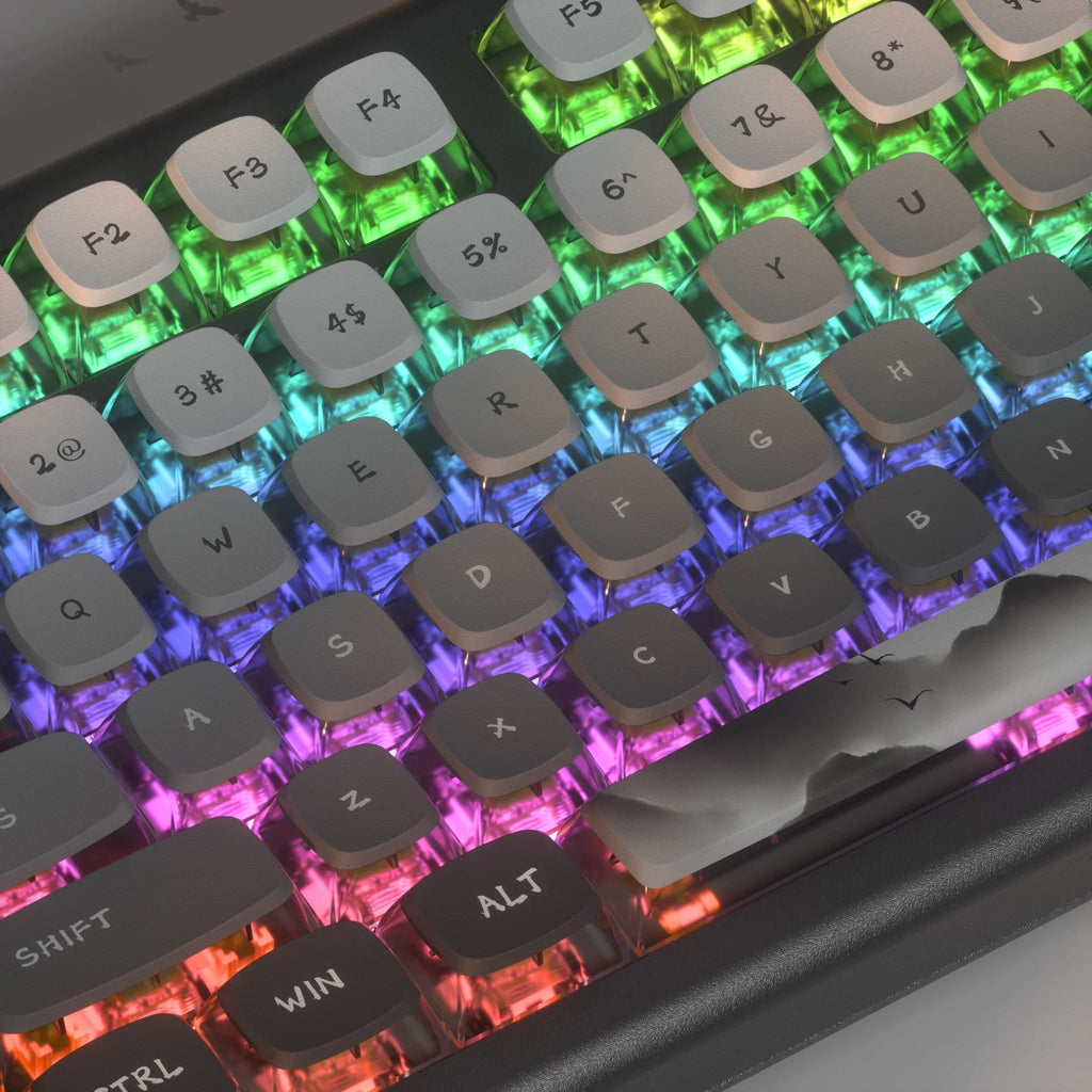 PIIFOX Shanshui Transparent Keycaps XDA Profile PBT Double Thermal Sublimation 117 Keys  Design Color-block Parts Customized DIY