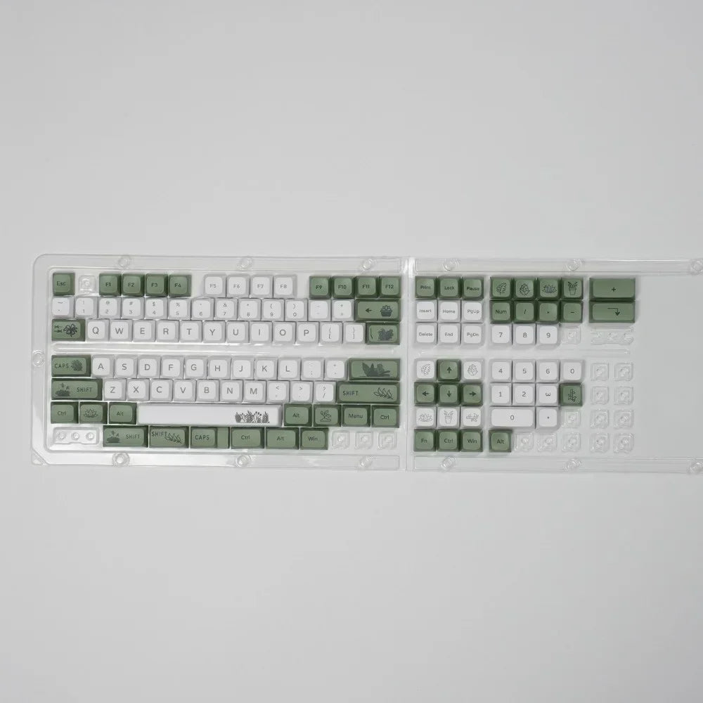 Forest Green Keycap XDA Profile PBT Sublimation 125keys Fresh Style White Green Mechanical Keyboard Keycaps