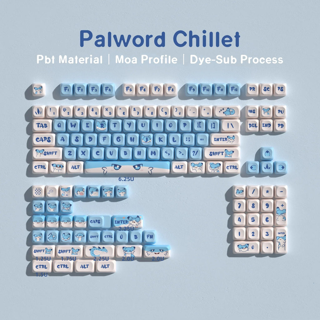 Moa Chillet Palword Pbt Keycaps Games Dye-Sub Big Set Key Caps For Mechanical Keyboard Wooting A65 Hi75 MX Switches