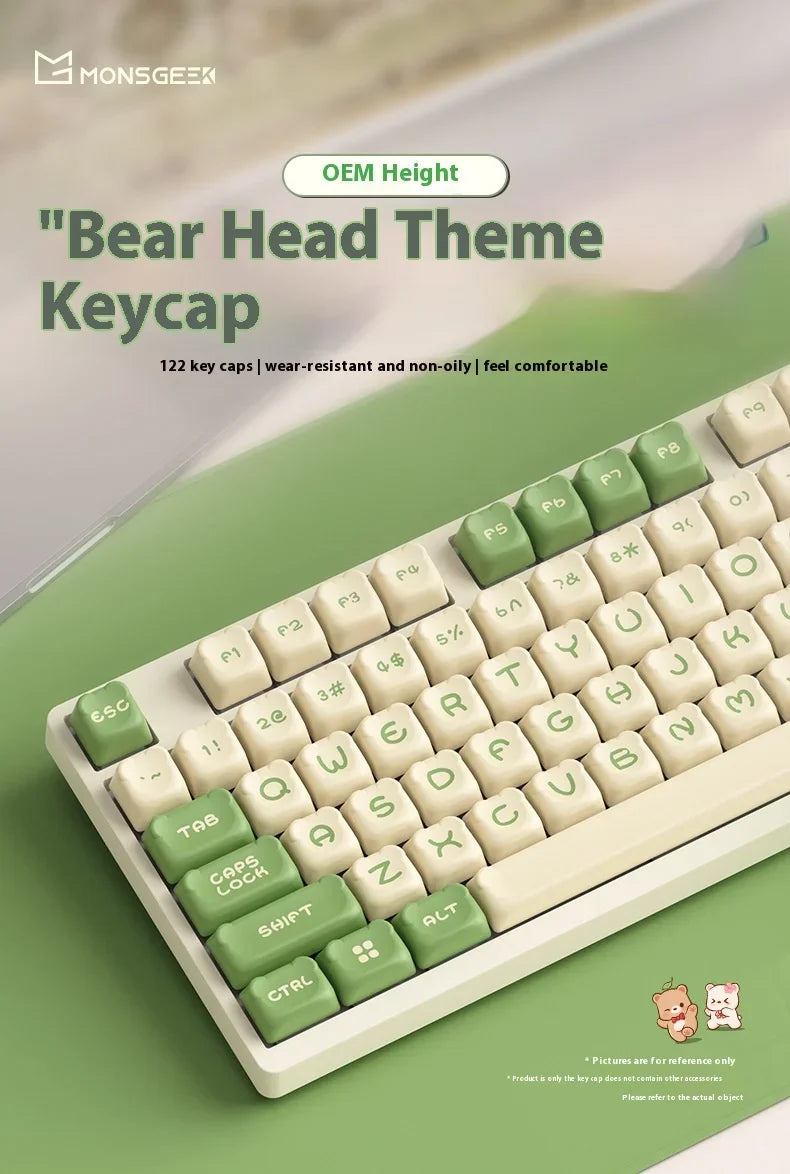 AKKO cute bear head theme keycaps PBT material two-color injection molding school office mechanical keyboard keycaps