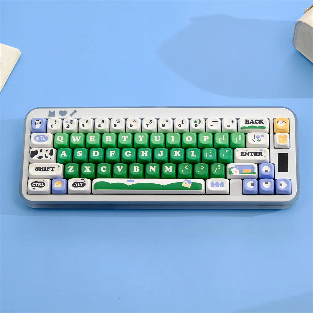 MOA Key Caps 129 Key Cow Pasture PBT Keycap MOA Profile Dye Sublimation Keycap For Gaming Mechanical Keyboard Keycap MX Switch