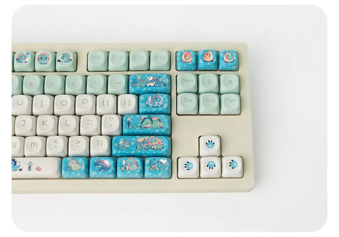 Blue Cute Little Dinosaur Cartoon Keycaps Personalized Round Creative Keycaps MOA Height PBT Sublimation Color DIY Keycaps