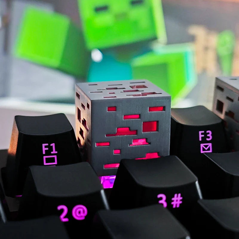 Block World Translucent Ore Keycap Game 3D Resin MX Switch Hand Polished Coloring ESC Keycap for Mechanical Keyboard Accessories