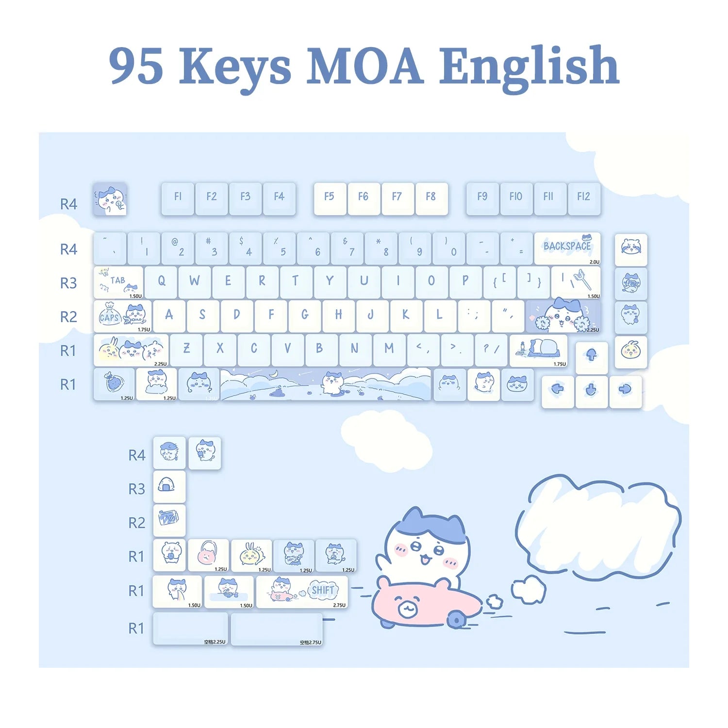 95 Keys/Set Key Caps Cartoon Puppy Cat Kitty MOA Profile PBT for DIY Custom Mechanical Gaming Keyboard Keycap Dye Sublimation
