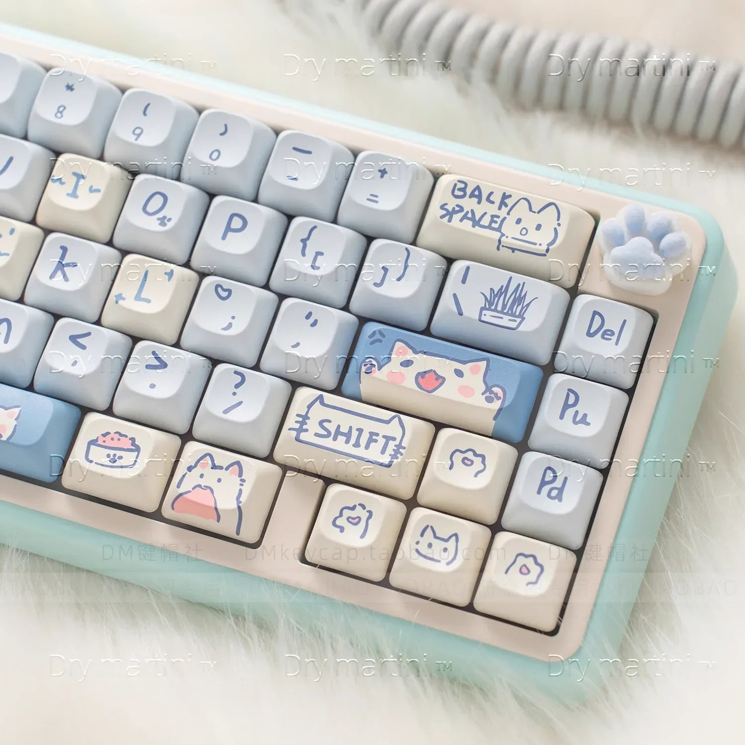 Blue Cat MOC Keycaps PBT 145 Keys Cute Girls for Cherry Gateron MX Switches Mechanical Keyboards