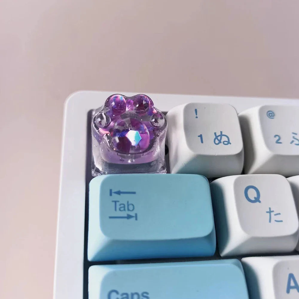 Games Backlit Keycap Cat Paw Cute DIY Key Cap for Mechanical Keyboards Personalized Transparent Crystal Keycap Cherry MX Axis