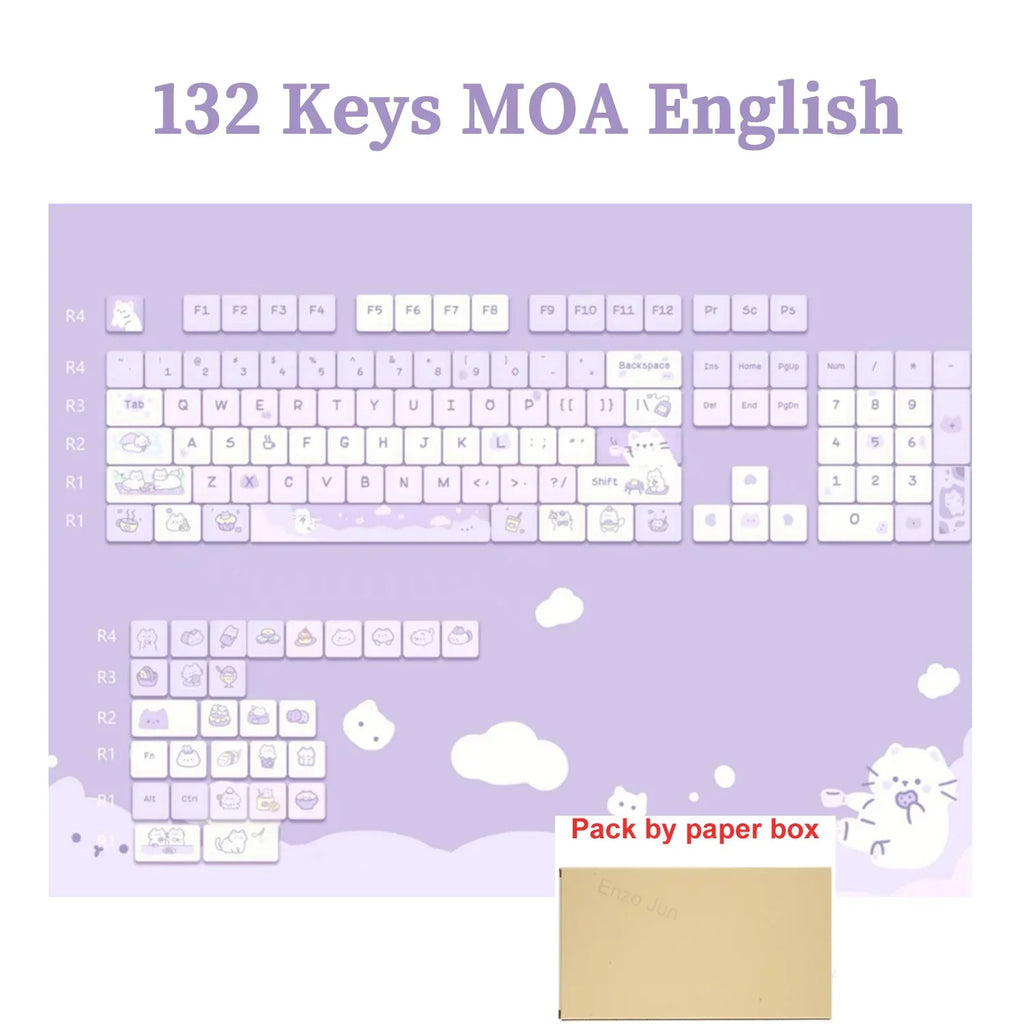 95/132 Keys Cartoon Keycaps PBT Hakimi Dog Cats Keycap MOA Profile Dye Sublimation Keycap For Mechanical Gaming Keyboard
