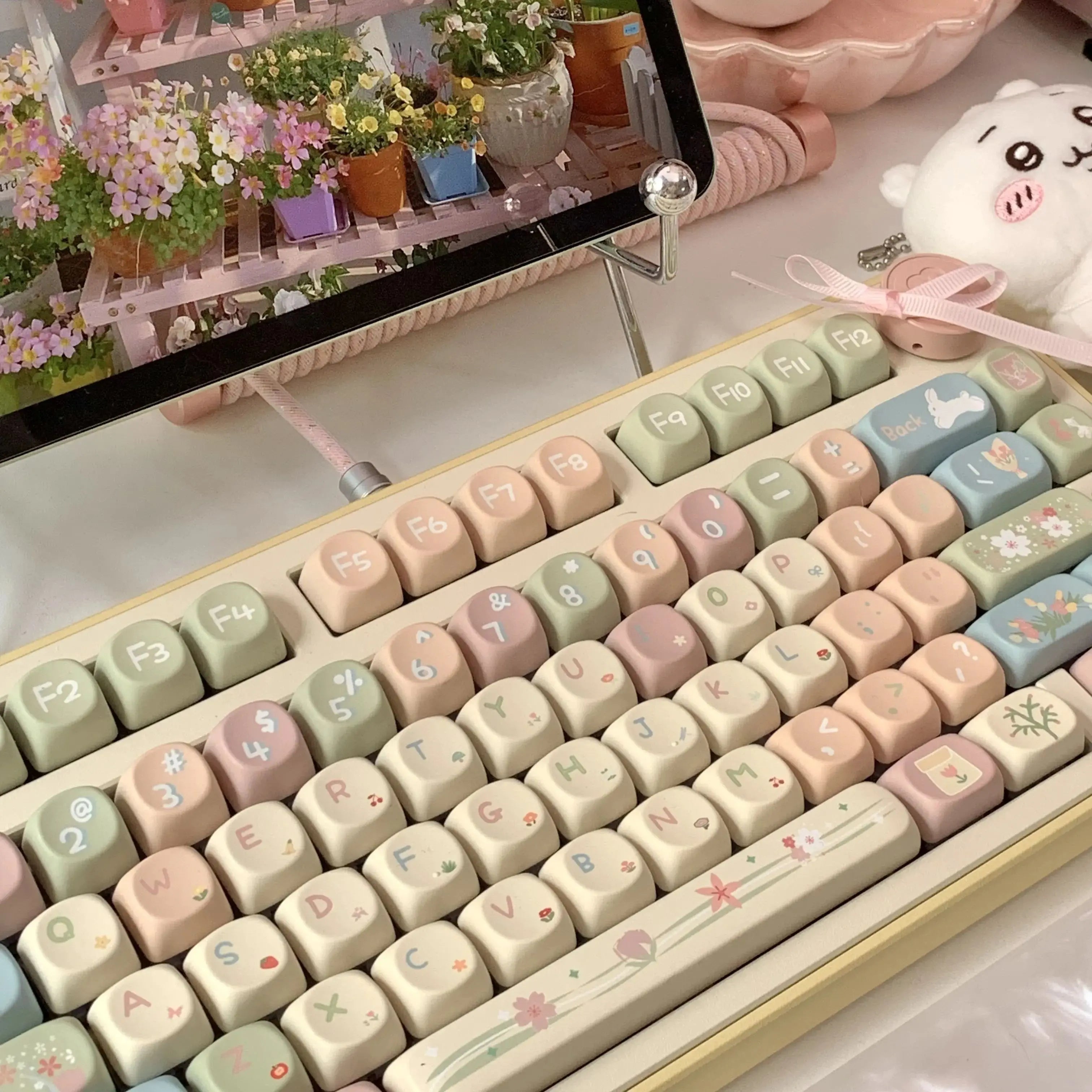 MOA Keycaps Cute Alice Keycaps Cute Keycaps 141 Keys PBT Sublimation Mechanical Keyboard Cap 2.25 U 2.75U