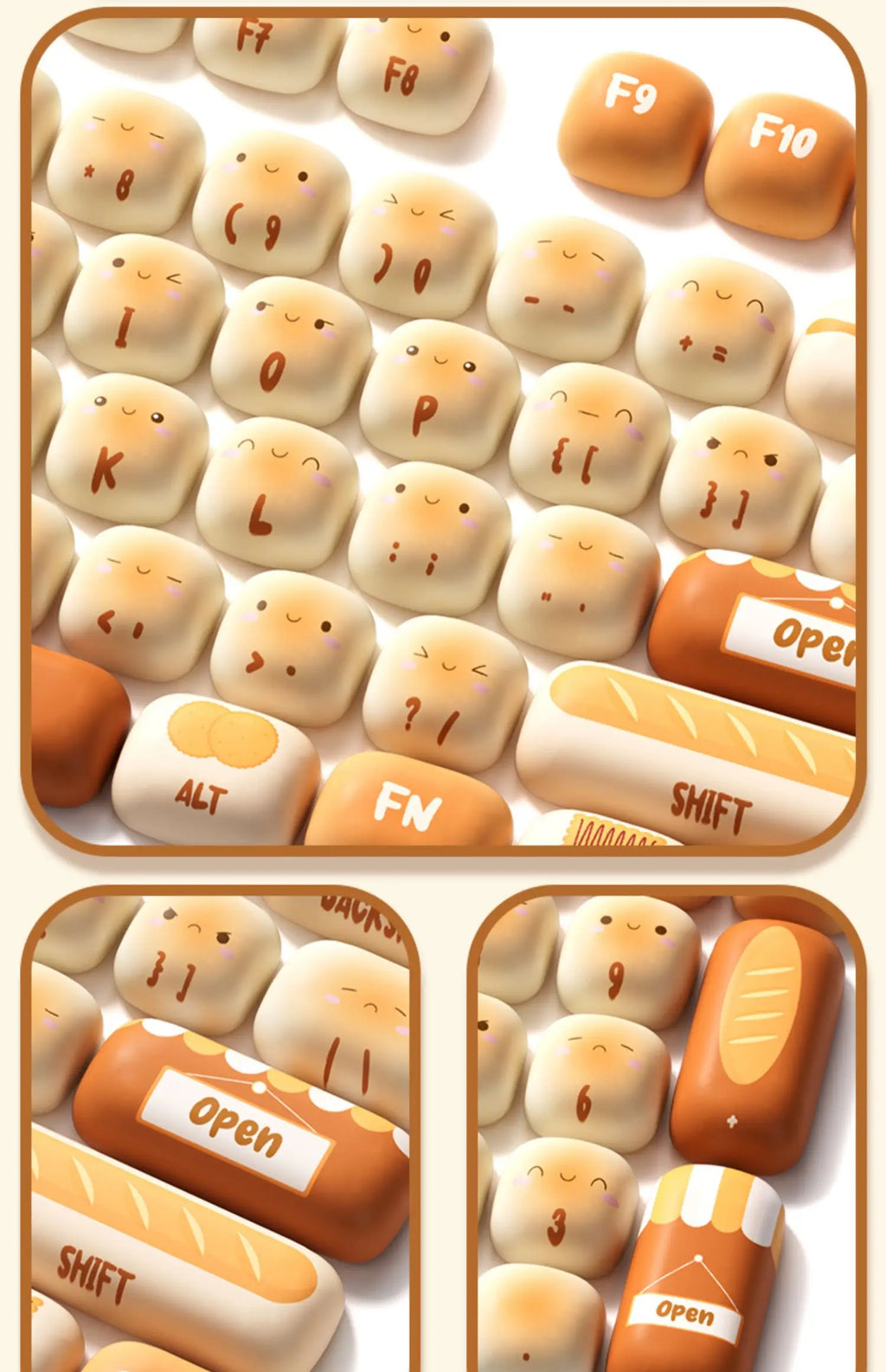 Akko Mog Moa Keycap Cute Thermal Pbt Sublimation Keycaps Mog Keycap Round Steamed Bun Mushroom Customizetion 138keys Keycap Gift