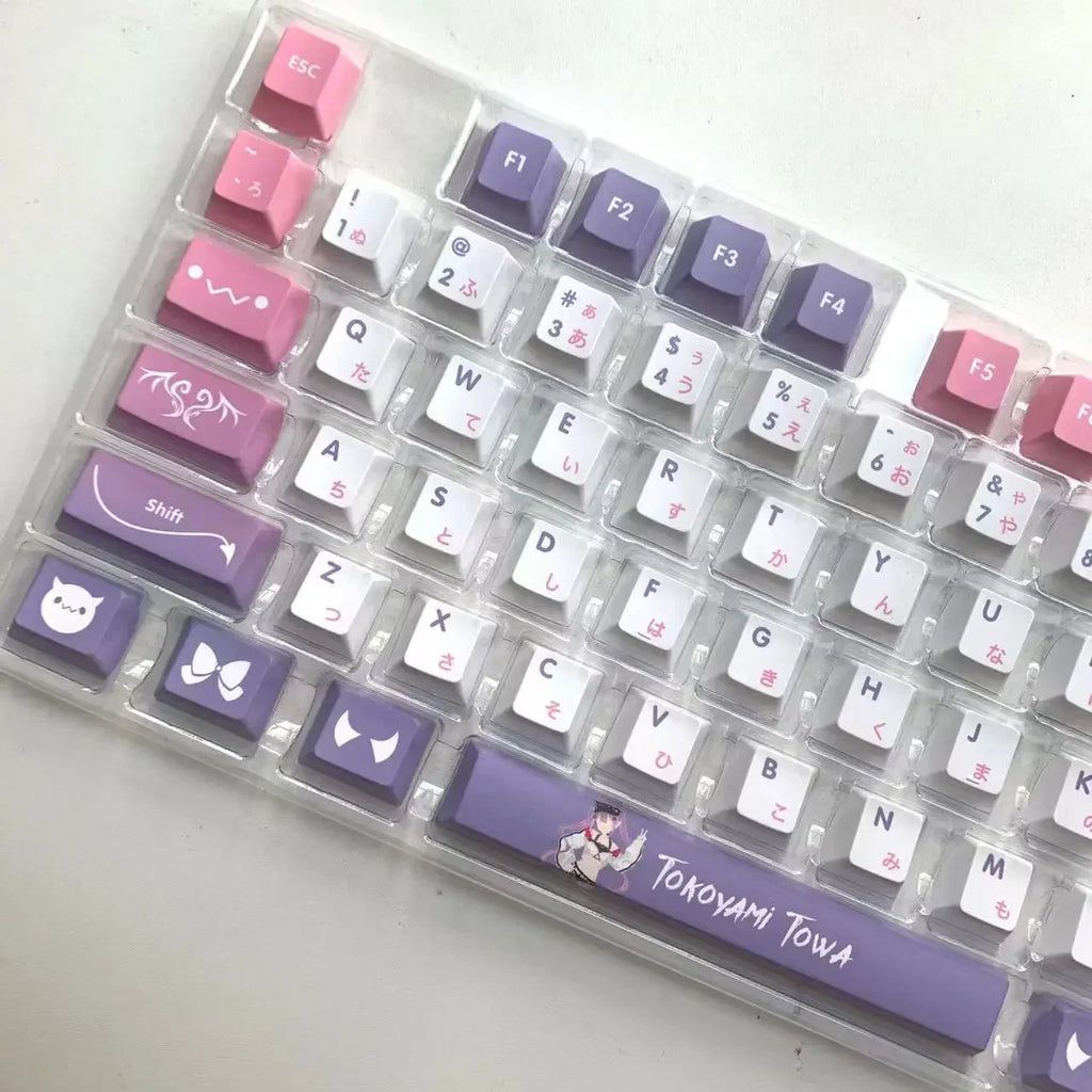 Hololive Vtuber Keycaps Tokoyami Towa Keycap PBT DYE Sublimation Cherry MX Cross Axis Switch Keycap for Mechanical Keyboard