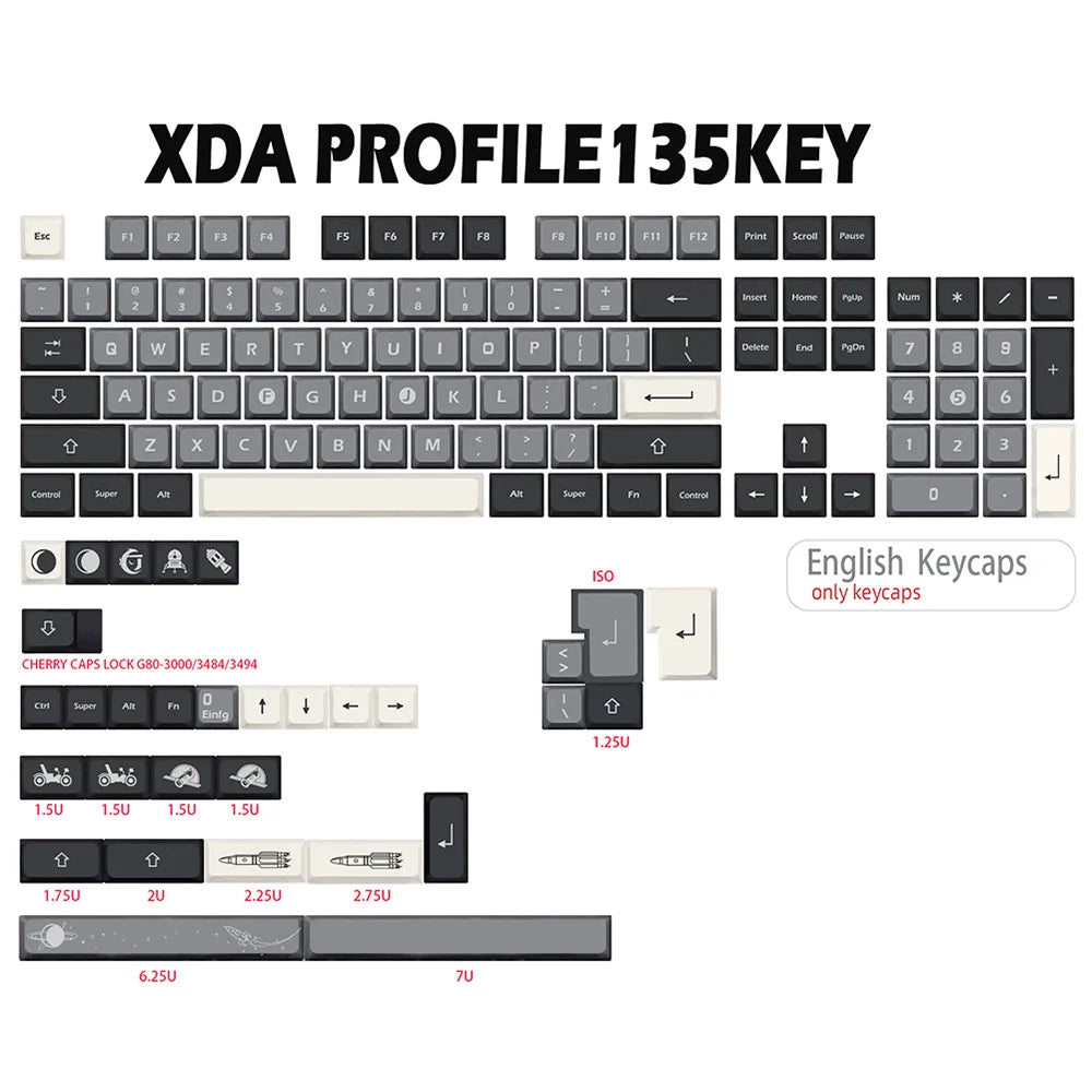 Apollo Theme XDA Keycap German French Spain iso Key Dye Sub Keycaps For TKL87 GMMKPRO 7u Spacebar AZERTY Keyboard Cap Custom Set
