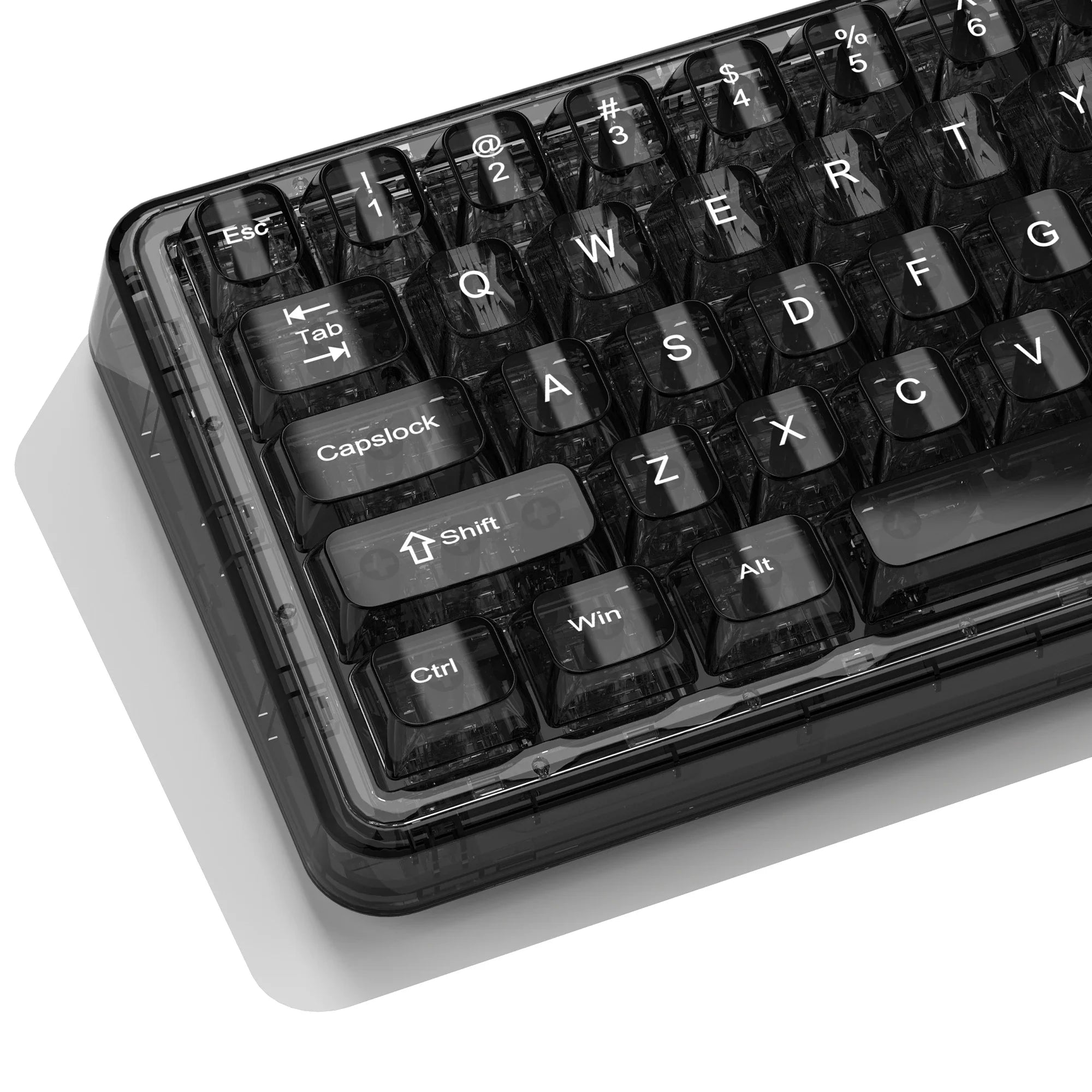 115 Keys Crystal Ceramic PC Keycap RGB Shine Through Key cap MDA Profile Black Transparent Clear Keycap for MX Switches Keyboard