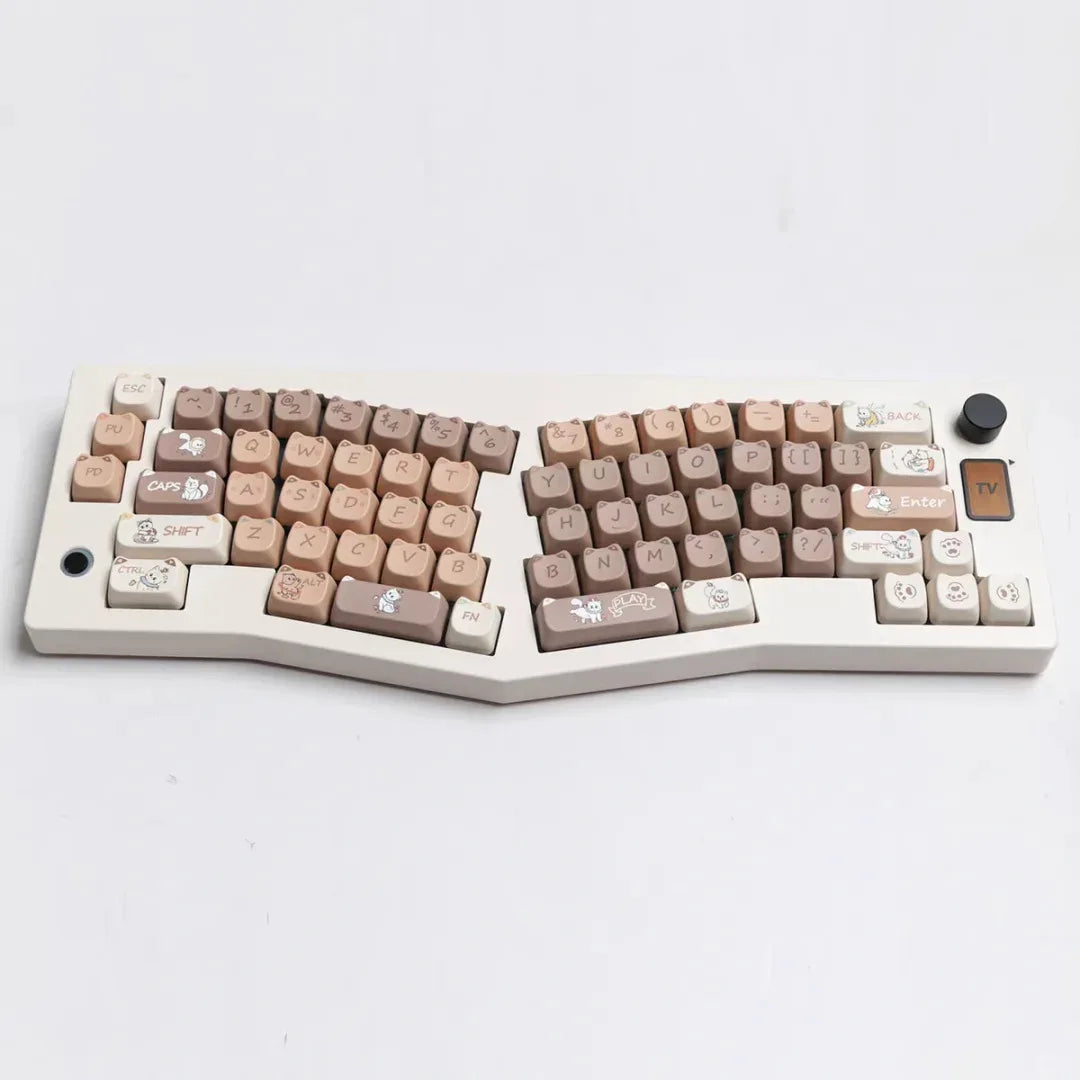 Cute Meow Keycaps Cat Head MAO Profile PBT Square Key Cap Thermal Sublimation Mechanical Keyboard Keycap Cat Set For Girls Gift