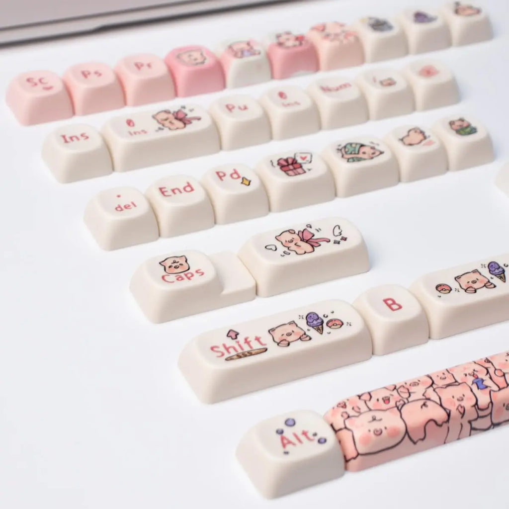 Cats and Puppies Keycaps MOA Profile Thermal Sublimation PBT Keycaps Personalized Cute Keycap For 64/104/108 Mechanical keyboard