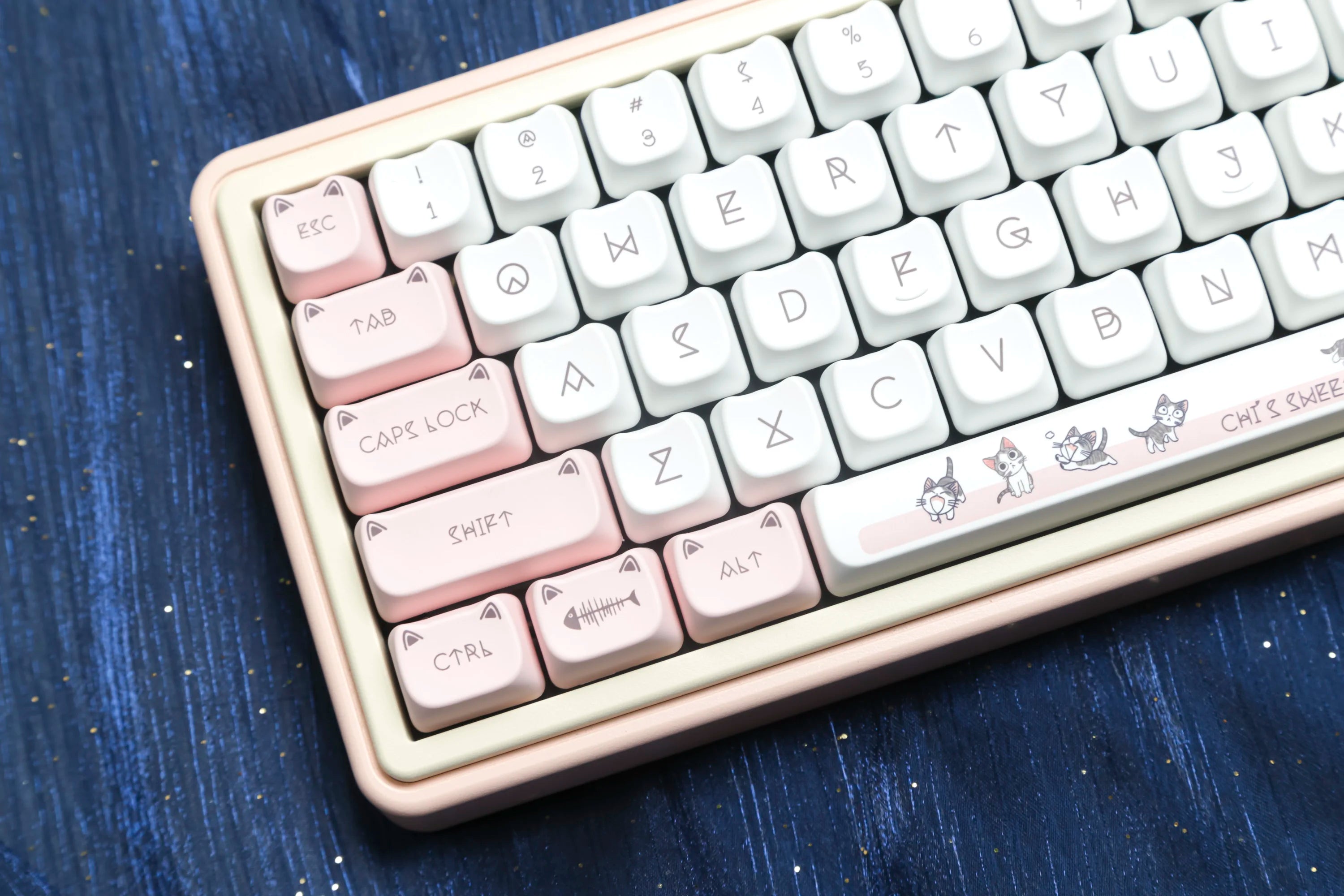 JCM MAO Profile Ear KeyCap Kindergarten Picabara Anime Cute Cat Keycaps for MX Switch Gaming Mechanical Keyboard GK75
