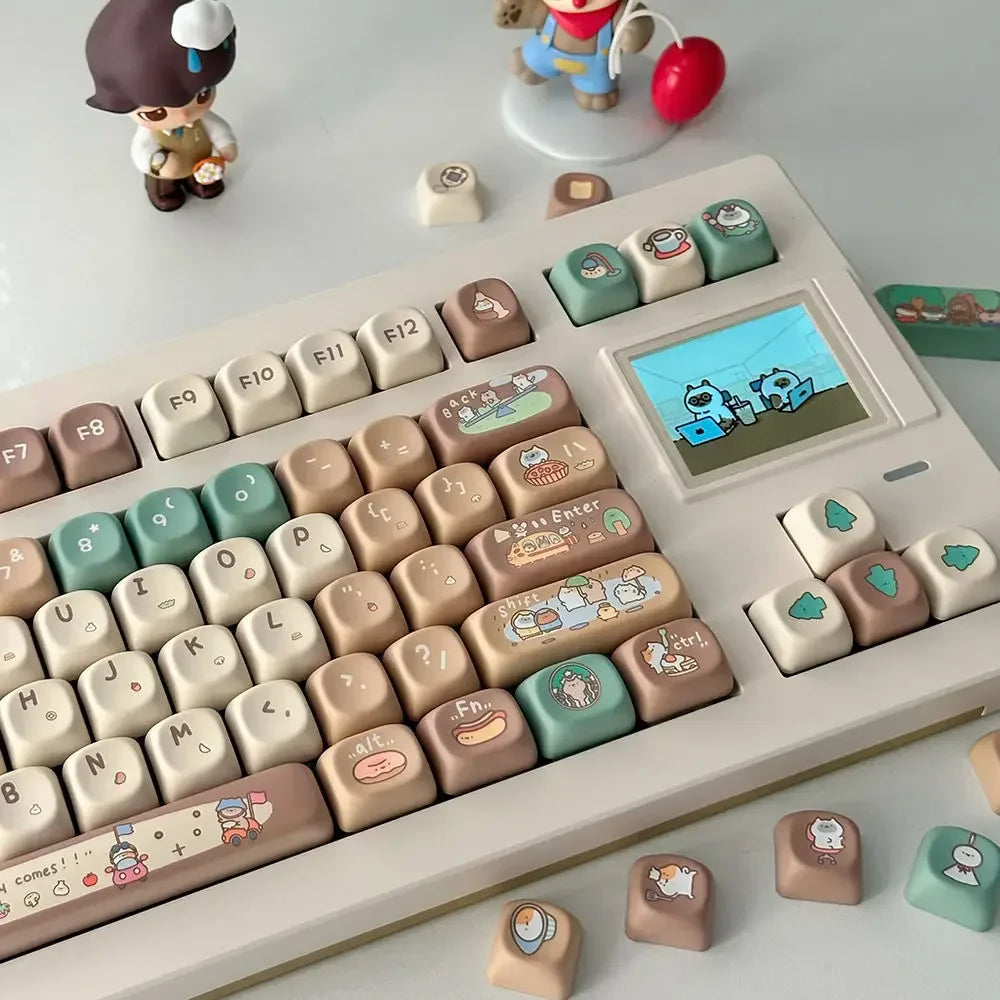 Cute Keycap Cocoa Bean Milk PBT Five-Sided Sublimation XOA Personalized Ball Cap DIY Mechanical Keyboard Keycaps Keycap Set