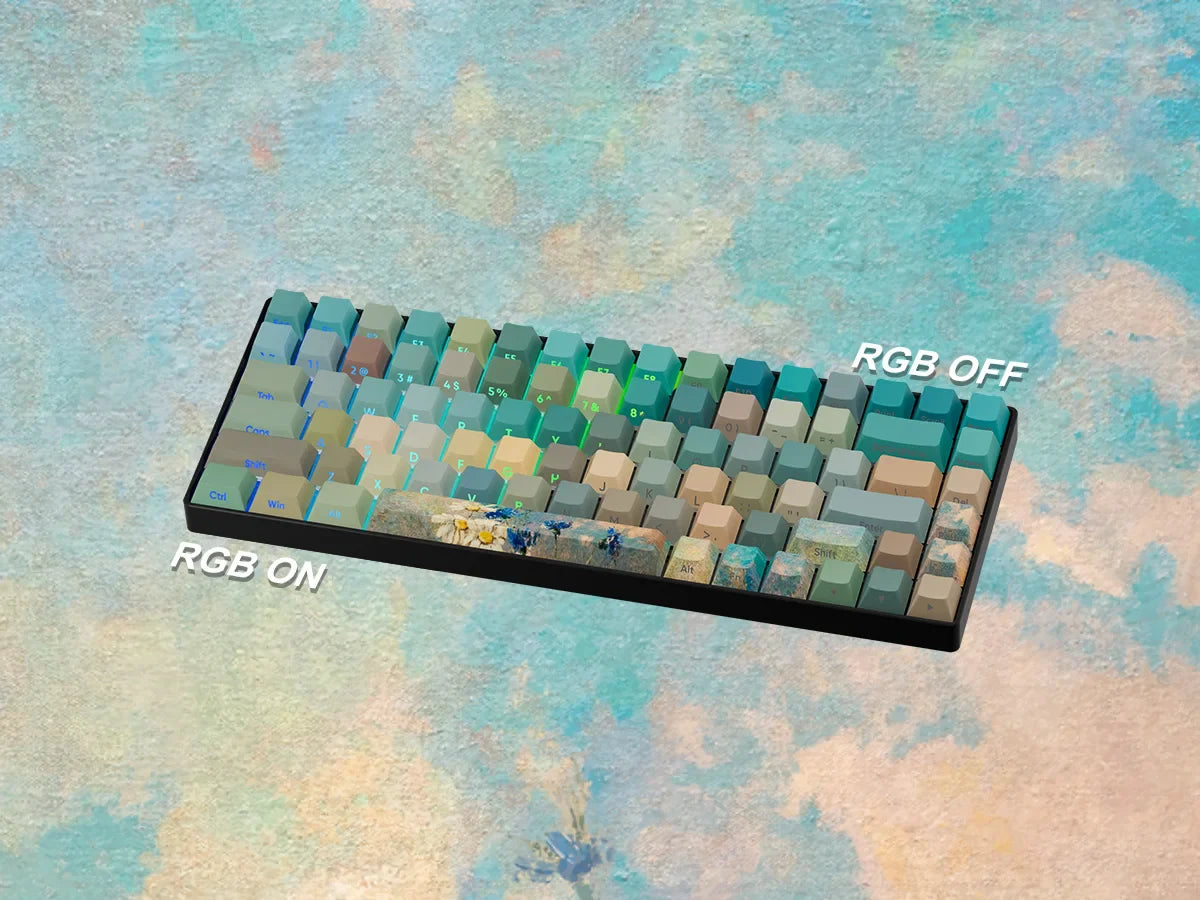 Womier Oil Painting Original Factory Customized Wooding Keycaps PBT Creative Gradient Transparent Side Engraved Key Caps Cherry