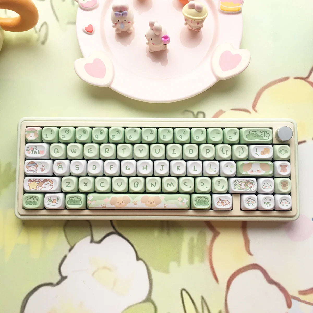 95Keys MOA Profile Keycaps Cartoon Dog Cat Theme PBT Key Caps for GMK67 GMK87 61/64/68/84/75/87 Keys Gaming Mechanical Keyboard