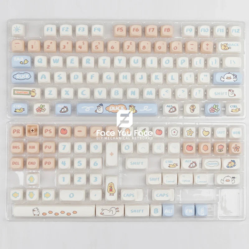 139 Keys/set Boring Duck Key Cap PBT MOA Profile Double Shot Keycap Thermal Sublimation Mechanical Keyboard for Customization