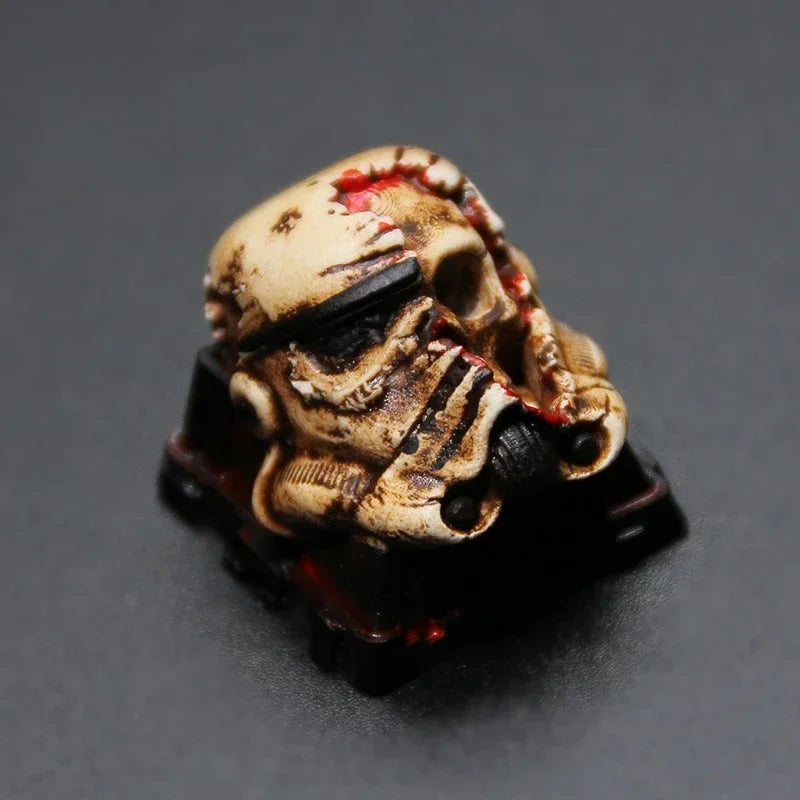 Battle-damaged Skull Key Cap Translucent Resin Keycaps Artisan Keycap Custom KeyCap for Mechanical Keyboard Accessories Gift