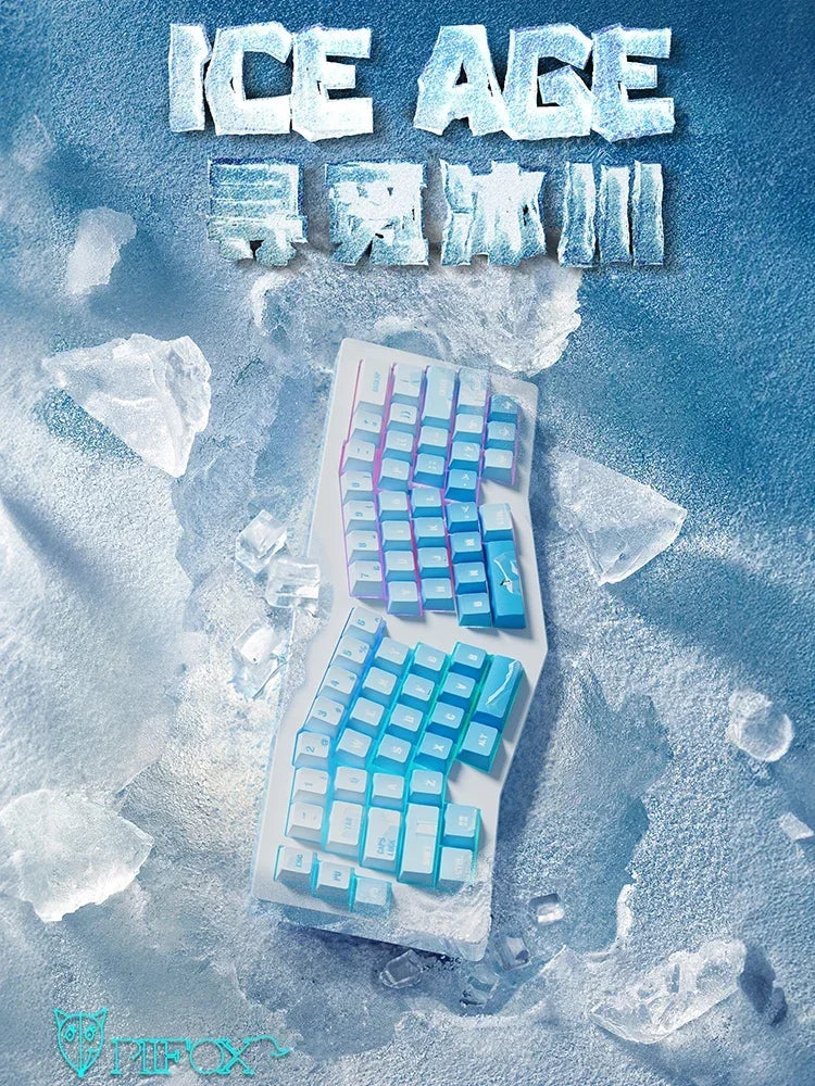 PIIFOX PBT OEM Profile Keycaps 135Keys Heat Sublimation Keycaps Ice Age Seeking Glacier Hand Painted Translucent  Key Caps