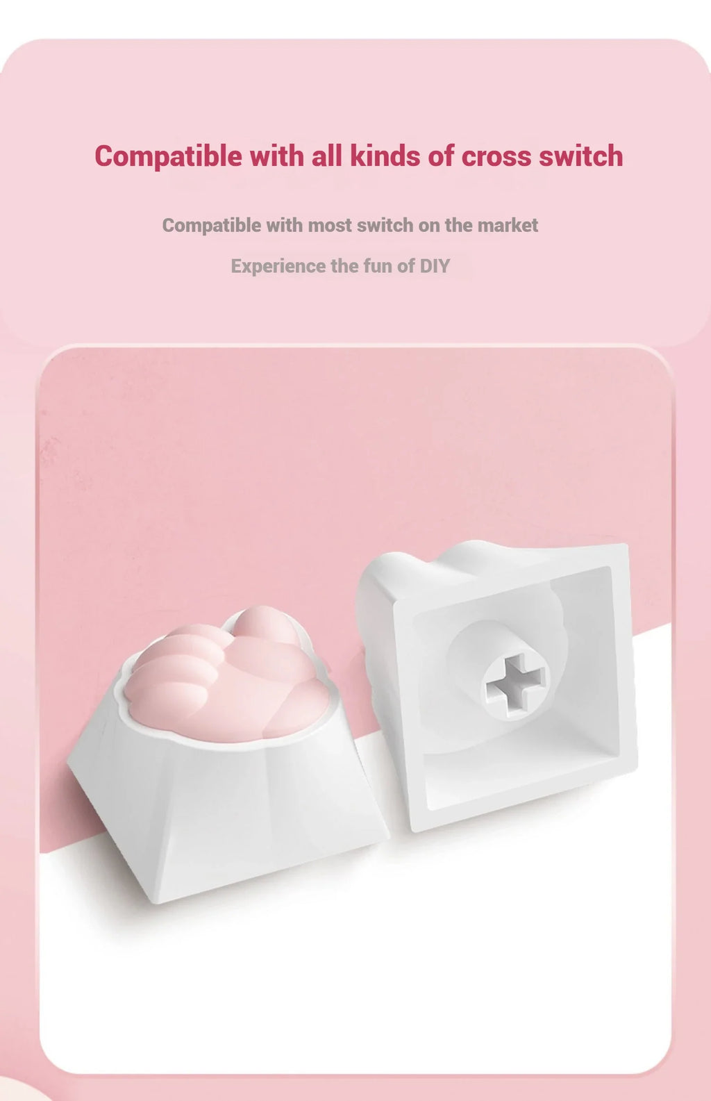 AKKO Keycap Soft Cute Cat Claw Rock Paper Scissors Like Kawaii Keycaps PC Silicone OEM Height ABS Material Girl Custom Key Caps