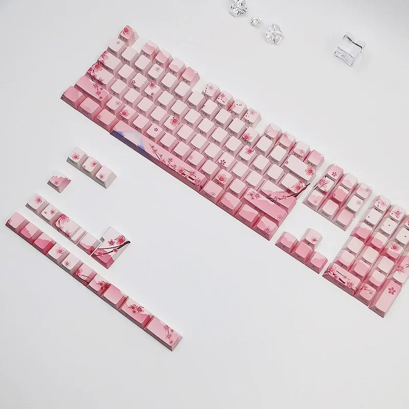 Blossom Keycap Side Print Cherry Profile PBT Doubleshot Shine Through Keycap Mechanical Keyboard Key caps 127keys