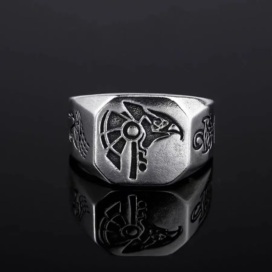 Devil Ram Horns Skull Open Ring for Men's Retro Satanic Cross Religious Amulet Jewelry