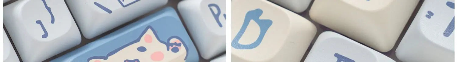 Blue Cat MOC Keycaps PBT 145 Keys Cute Girls for Cherry Gateron MX Switches Mechanical Keyboards