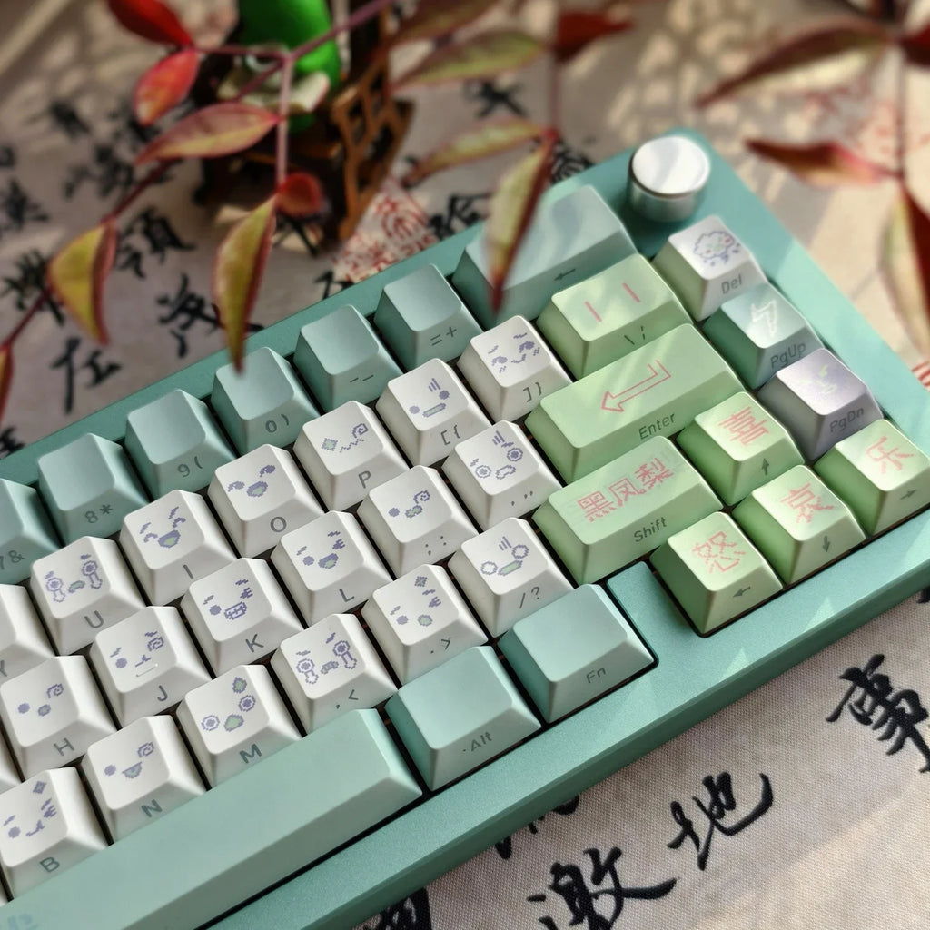 Emotional Era Theme Keycaps Thermal Sublimation PBT Cherry Profile Side Carving Key Caps Adapter Cross Shaft Mechanical Keyboard