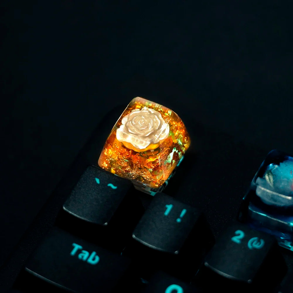 1 Piece Ice Rose/Polar Bear/Steampunk/Gear/Pond Fish/Koi/Stars Artisan Resin Keycaps ESC Mechanical Backlit Keyboard RGB Keycap