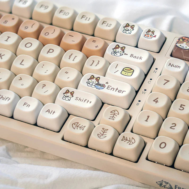 Keycap MOA Height Cartoon Cute PBT Hot Sublimation Suitable for Mechanical Keyboard 144 Keys