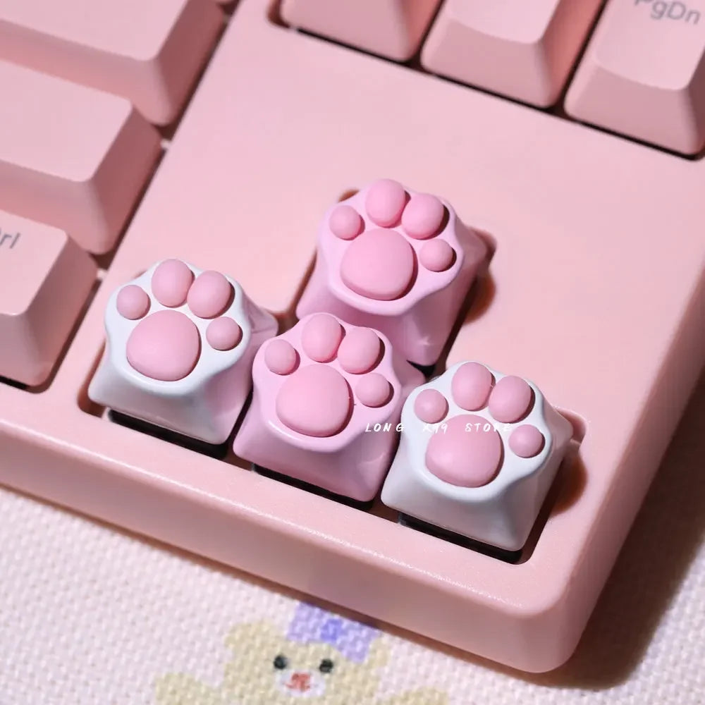 Pink Cute Cartoon Silicone Keycap Personality Soft Feel Cat DIY Artisan Cat Paws Pad Keyboard KeyCaps For Cherry MX Switches