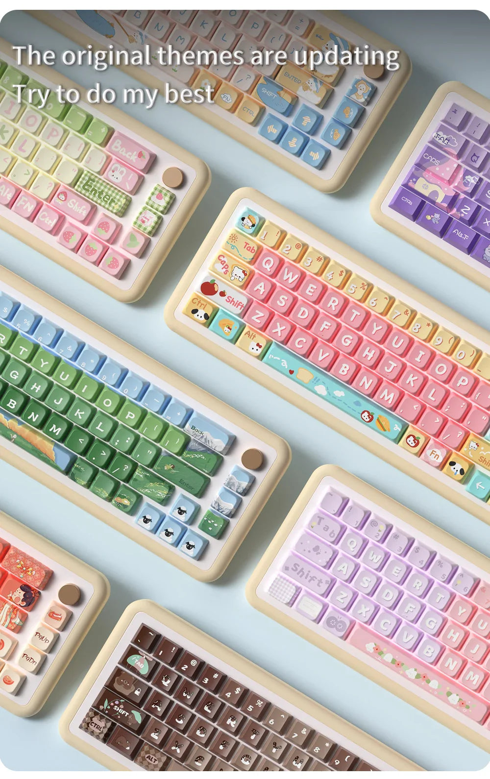138/158 keys Original Theme Keycaps MDA Profile cute Anime PBT Keycap custom For Mechanical Keyboard with iso layout