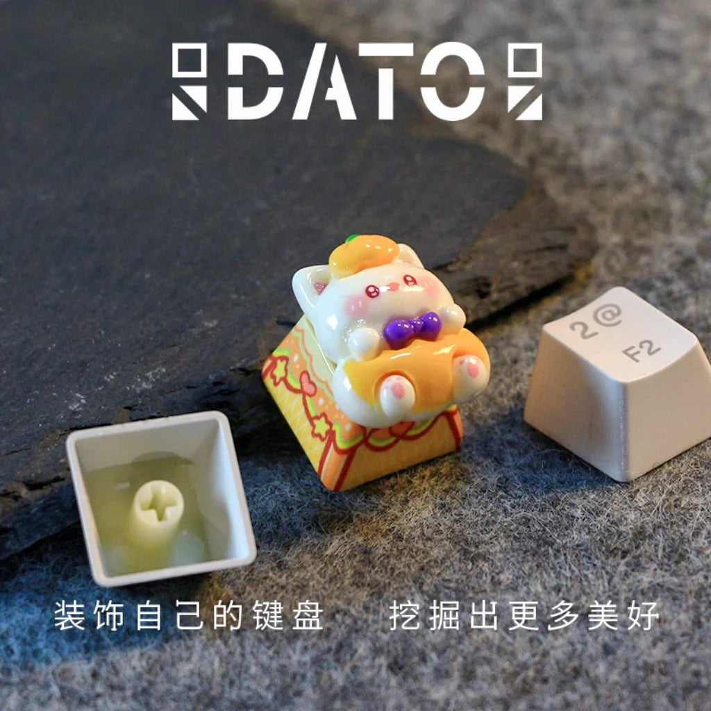 Halloween Personalized Keycaps Resin 3D Handmade Cat Pumpkin Keycap Kwaii Customized Mechanical Keyboard Christmas Decoration