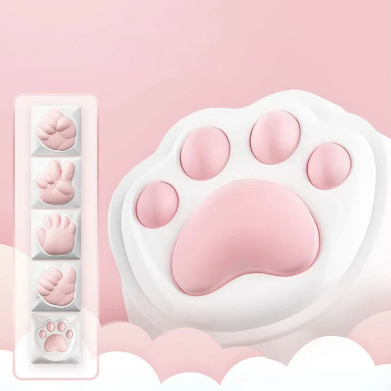 3D Soft Silicone Paw Keycap for Mechanical Keyboards and Colorful Keyboards Keycaps Supplies Sublimation Caps