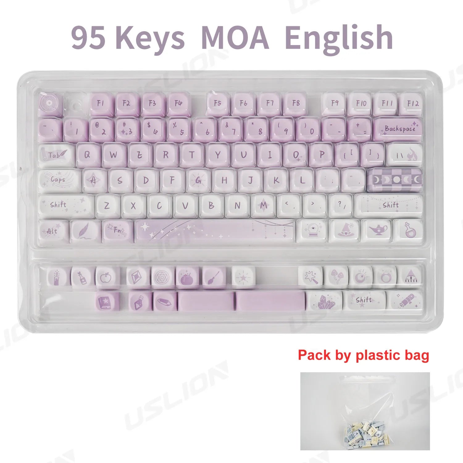 95 Keys MOA Profile PBT Keycaps for 61/64/68/84/75/87Keys Gaming Mechanical Keyboard AULA F75 GMK67 GMK87 Cartoon Cute Key Caps