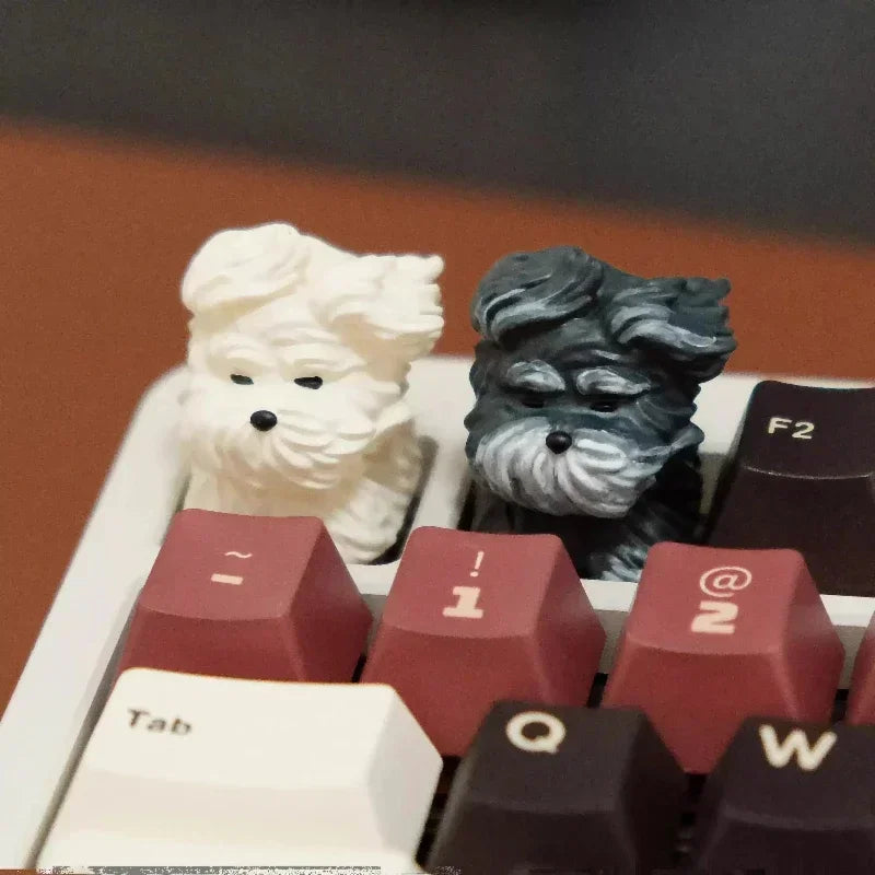 Scrawled Dog Keycaps Wind Blows Puppy Cute Resin Keycap Custom 1U Cherry Profile Keycaps for Mechanical Keyboard Key Caps Gifts