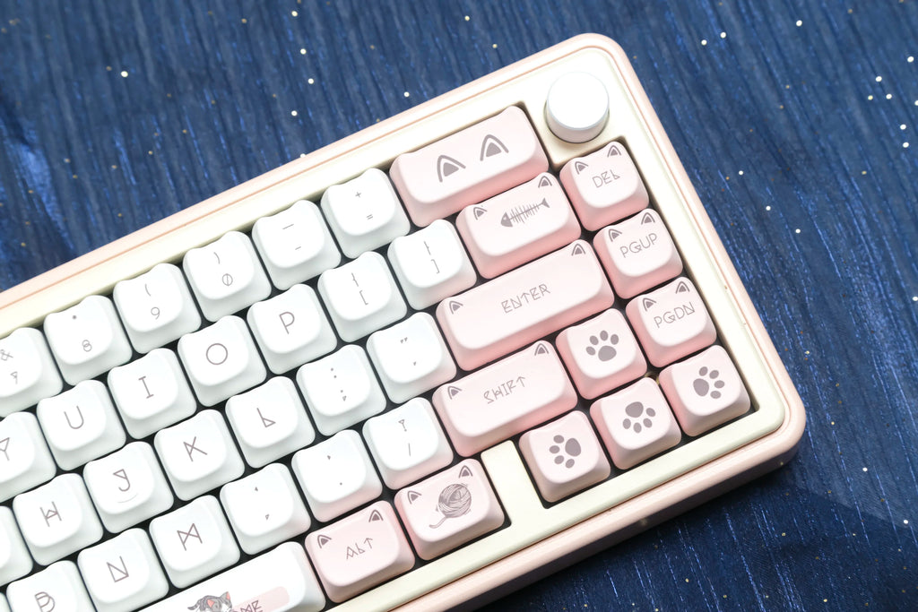 JCM MAO Profile Ear KeyCap Kindergarten Picabara Anime Cute Cat Keycaps for MX Switch Gaming Mechanical Keyboard GK75