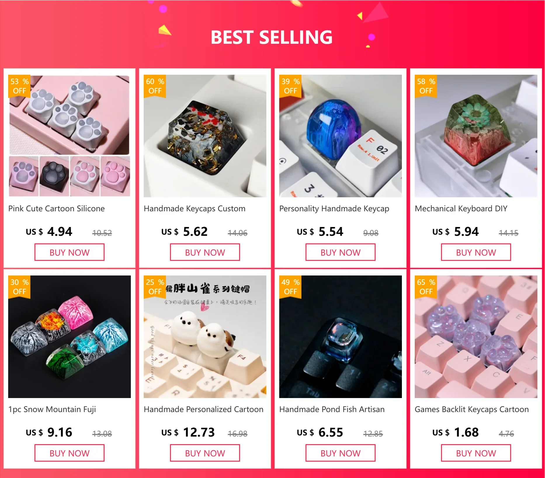 1pc Cartoon Personality Tail Gaming Keycap Elves Keycaps festival gift For Cherry MX Mechanical Keyboard Key Cap