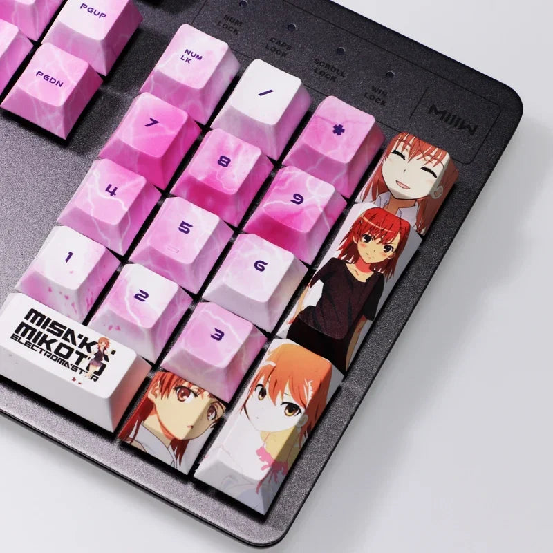 A Certain Scientific Railgun Keycaps PBT 108 Keys Mechanical Keyboard Keycaps Personality Misaka Mikoto Cartoon Anime Keycaps