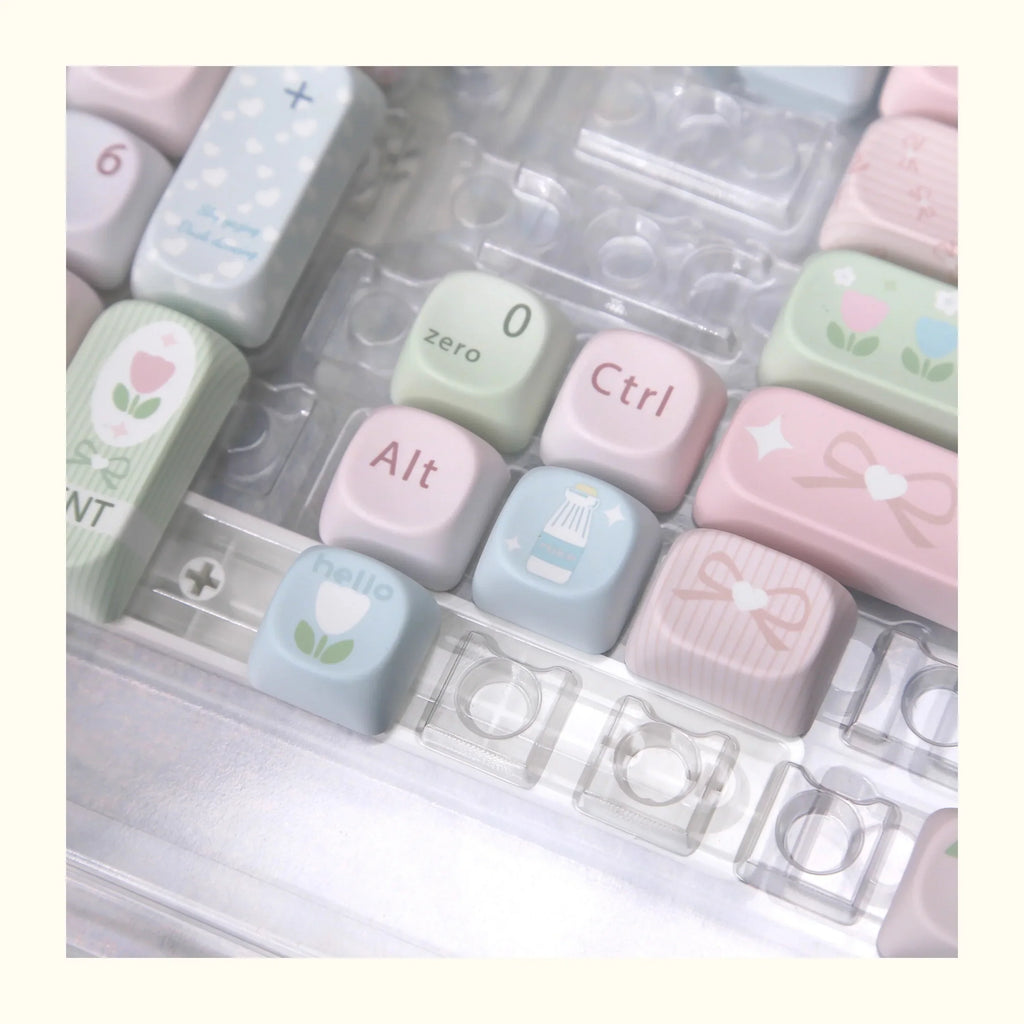 Mousse Mood Theme Keycap MOA Profile 131 Keys Cute Sweet Keycaps PBT Thermal Sublimation Macaron Color Mechanical Keyboard Cap