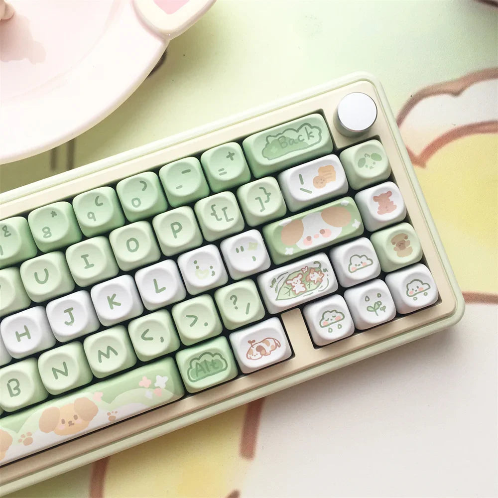 95Keys Matcha Puppy Keycaps MOA Profile PBT Key Caps Kit keyboard kit for 61/64/68/84/75/87Keys GMK67 Mechanical Keyboard Caps