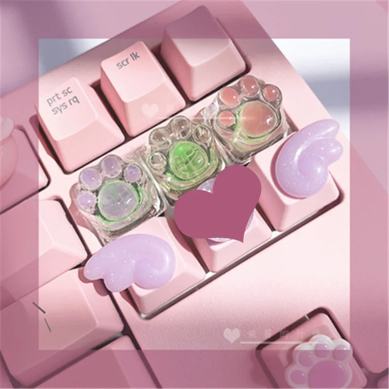 Personalized Keycaps Cute Wings Crystal Key cap Handmade Mechanical Keyboard R4 Keys PBT Color Keycaps Anime